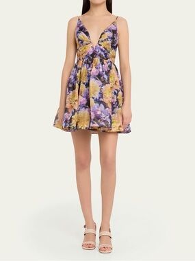 zimmermann raie lace flower mini dress RRP 1060 ZIMMERMANN Raie Lace Flower Mini Dress AU1 US6 UK10 M Lined Straps